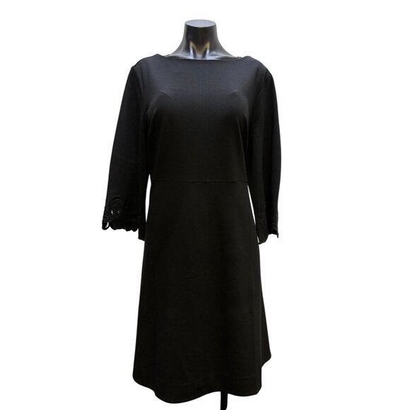 NWT Chicos Black Shift Dress With Lace Bell Sleeves Size 3\16 - Picture 1 of 7